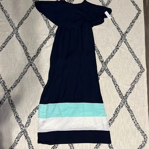 New with tag Charming Charlie dark blue maxi with slits